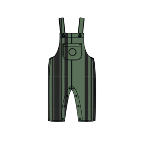 Piupiuchick Baby Dungarees Green Black Stripes