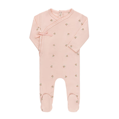 Ely’s & Co Embroidered Collection - Pink Tulip - Footie