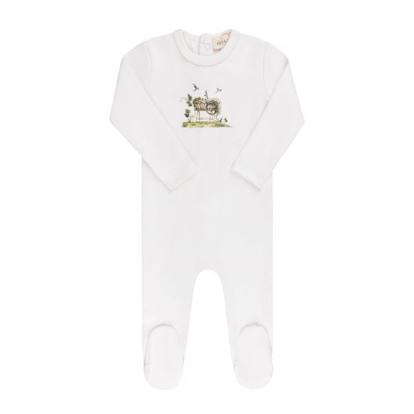 Ely’s & Co Watercolor Cradle Collection - Ivory Boy - Footie
