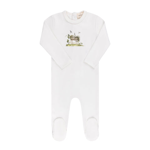 Ely’s & Co Watercolor Cradle Collection - Ivory Boy - Footie