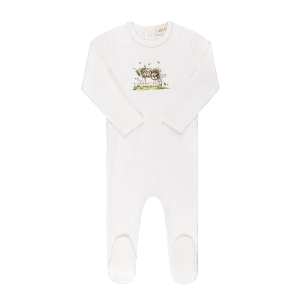 Ely’s & Co Watercolor Cradle Collection - Ivory Girl - Footie