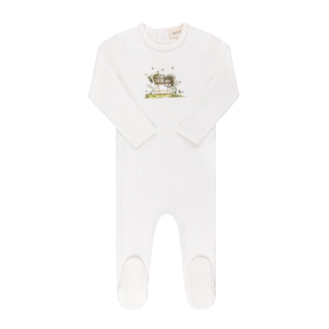 Ely’s & Co Watercolor Cradle Collection - Ivory Girl - Footie