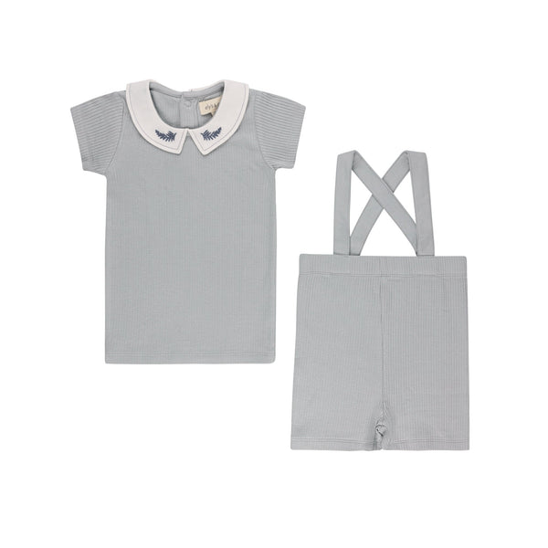 Ely’s & Co Organic Embroidered Collar Collection - Blue Leaf - Set