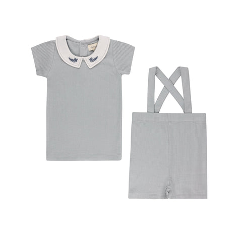 Ely’s & Co Organic Embroidered Collar Collection - Blue Leaf - Set