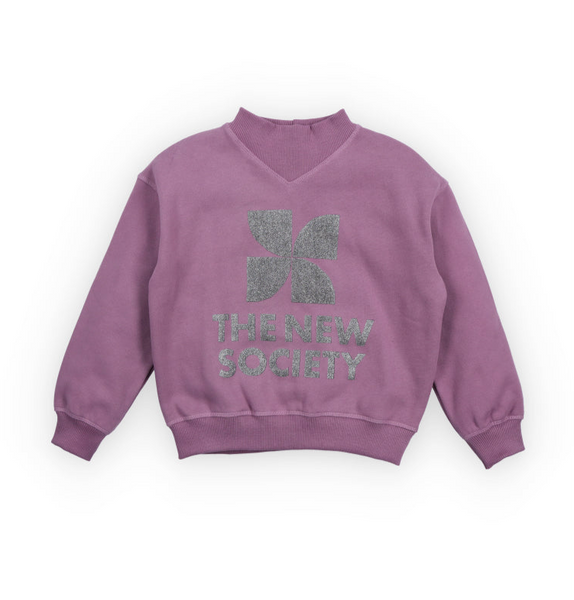 The New Society TNS Logo Rib Collar Sweatshirt Grape Bliss