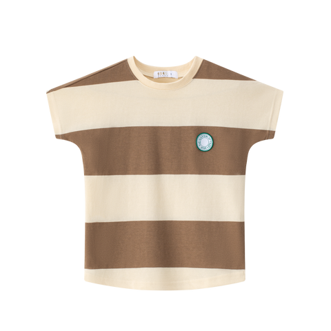 Coco Blanc Brown Boy Striped Tee