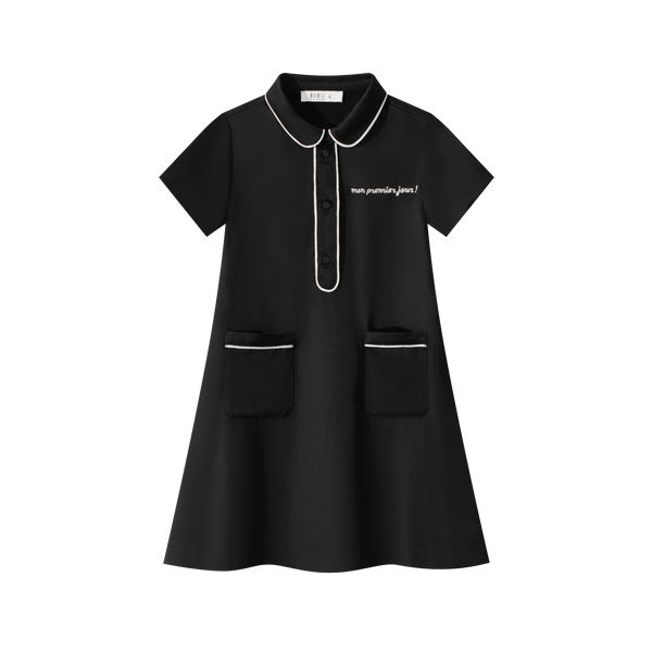 Coco Blanc Black Silk Shirt Dress Short