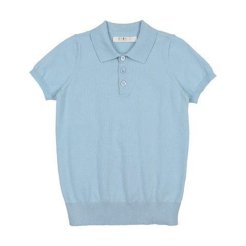 Coco Blanc Boys Knit Polo Pale Blue