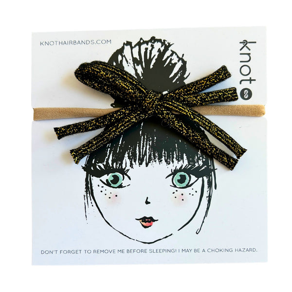 Knot Hairbands Corded Mini Bow Band // Gold