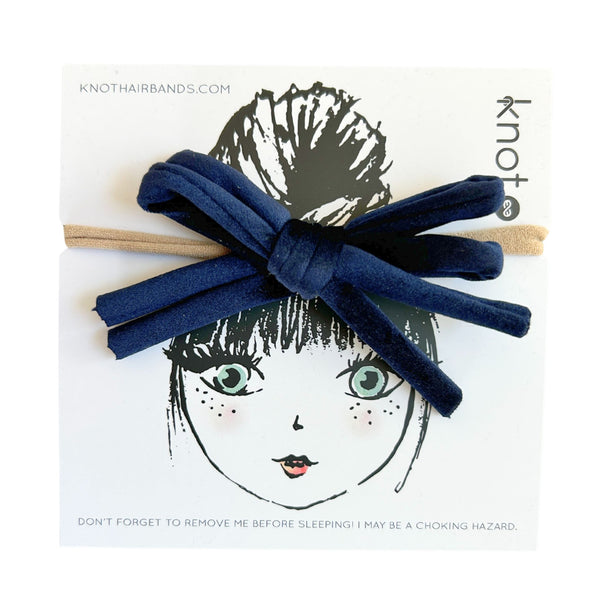 Knot Hairbands Corded Mini Bow Band // Navy