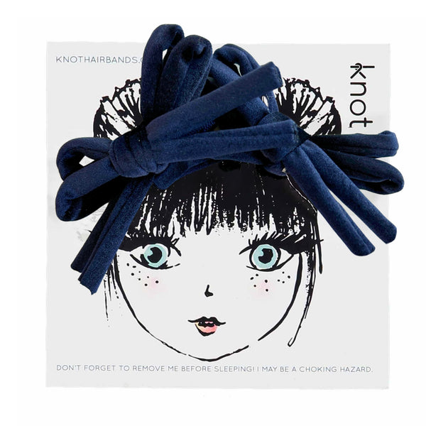 Knot Hairbands Corded Mini Bow Set // Navy