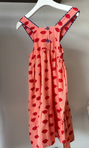 Piupiuchick Long Layered Dress | Pink W/ Red Lips