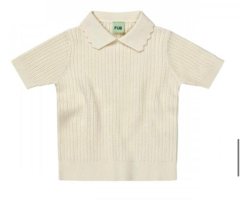 Fub Pointelle Rib Blouse Ecru
