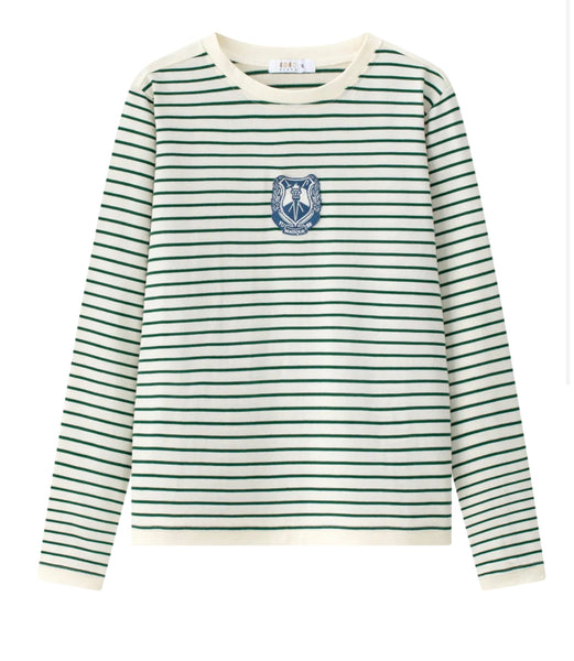 Coco Blanc Green Striped Tee