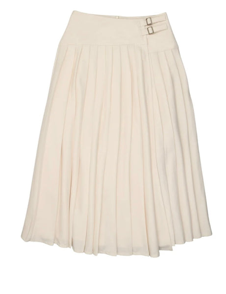 Coco Blanc Buckle Pleated Skirt