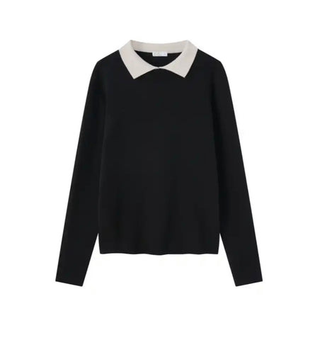 Coco Blanc Black w/ Cream Sweater With Collar