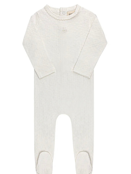 Ely’s & Co Pointelle Star- Ivory - Footie + Bonnet