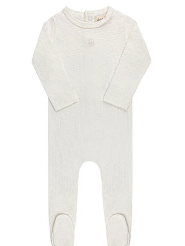 Ely’s & Co Pointelle Star- Ivory - Footie + Bonnet