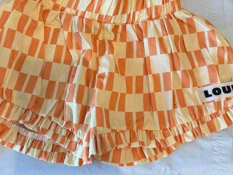Loud Apparel Holiday Shorts Ruffles Check Vanlla/Papaya