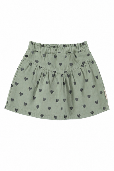 Piupiuchick Short Skirt | Green W/ Black Hearts