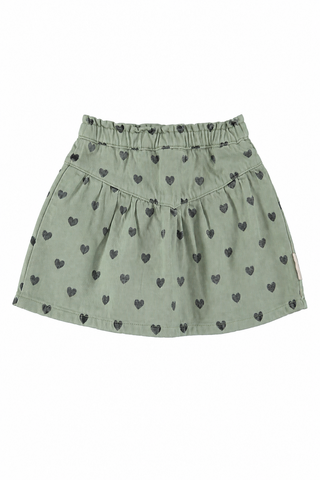 Piupiuchick Short Skirt | Green W/ Black Hearts