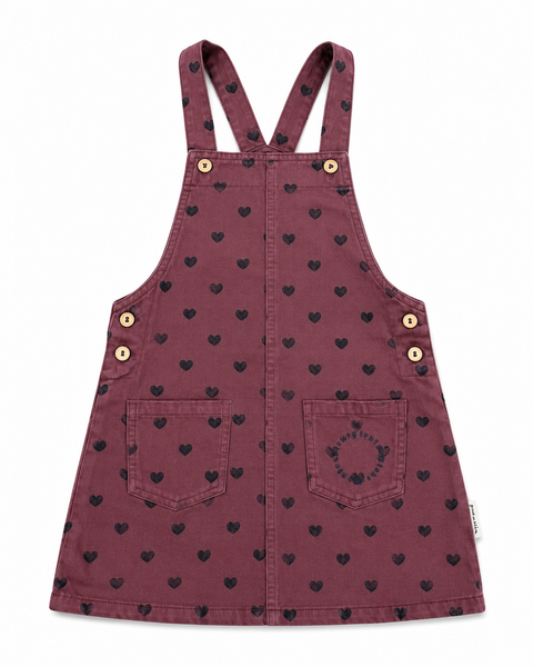 Piupiuchick Short Dress W/ Straps | Pink W/ Black Hearts