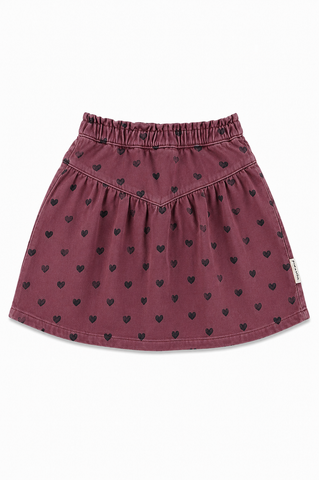 Piupiuchick Kneee-Lenght Skirt | Pink W/ Black Hearts