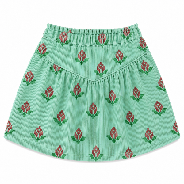 Piupiuchick Short Skirt | Green W/ Big Flowers
