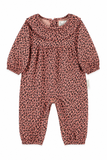Piupiuchick Baby Jumpsuit W/ Collar | Pink W/ Animal Print