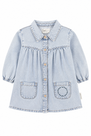 Piupiuchick Short Dress | Fadded Light Blue Denim