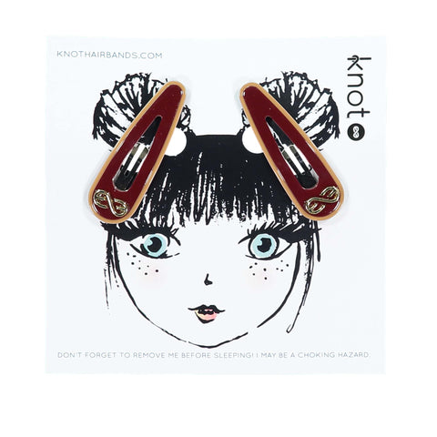 Knot Hairbands Profile Clip Set // Wine + Camel