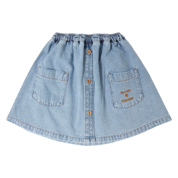 Tocoto Vintage Short Blue Denim Skirt With Pockets Blue