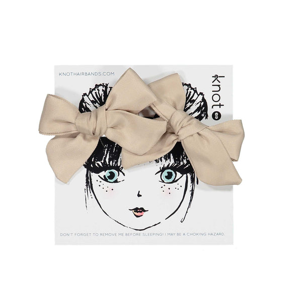 Knot Hairbands Sateen Bow Set // Taupe