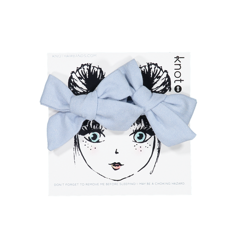 Knot Hairbands Vintage Denim Bow Set // Light Wash