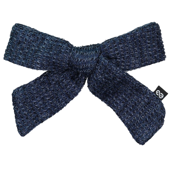 Knot Hairbands Waffle Bow Clip // Navy