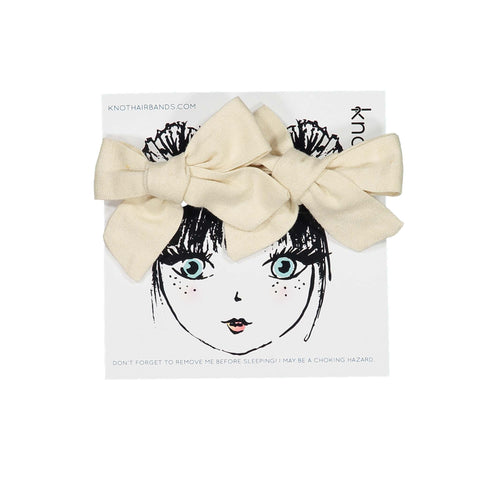 Knot Hairbands Woven Bow Set // Cream