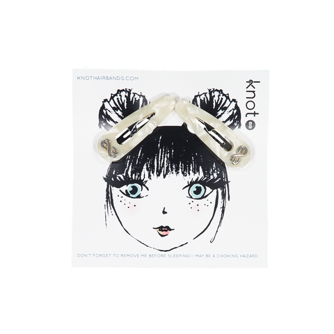 Knot Hairbands Seaglass Clip Set // Cream Glass