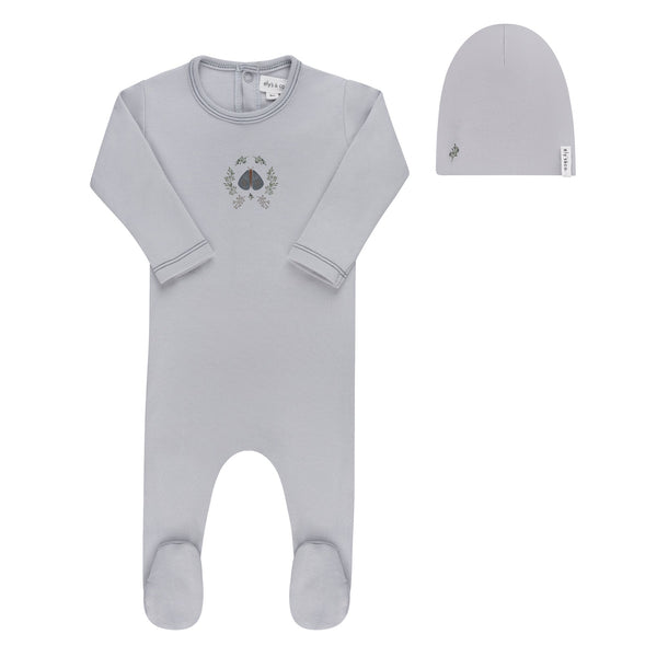 Ely’s & Co Garden Floral Center Collection - Blue - Footie + Beanie