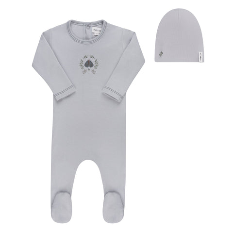 Ely’s & Co Garden Floral Center Collection - Blue - Footie + Beanie