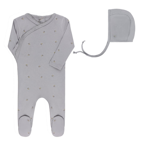 Ely’s & Co Embroidered Collection - Blue Berry - Footie + Bonnet