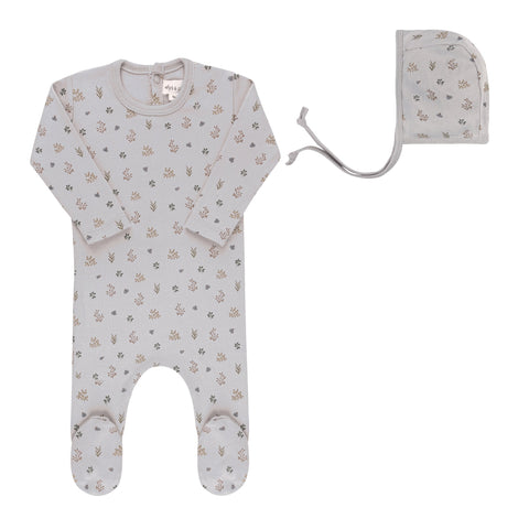 Ely’s & Co Garden Floral Print Collection - Blue - Footie + Bonnet