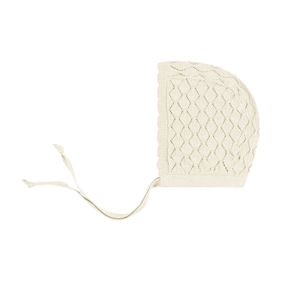 Ely’s & Co Stitch Collection - Diamond Pointelle Knit Bonnet - Natural