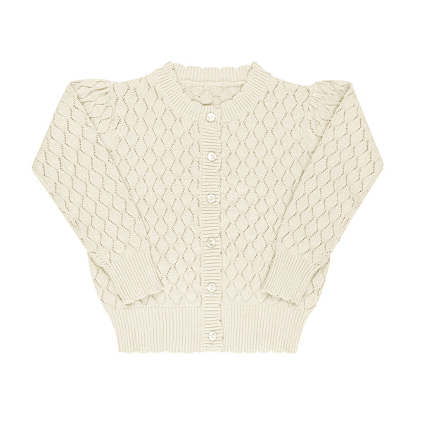Ely’s & Co Stitch Collection - Diamond Pointelle Knit Cardigan - Natural