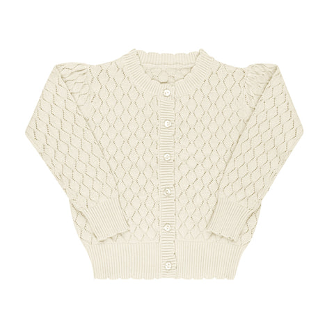 Ely’s & Co Stitch Collection - Diamond Pointelle Knit Cardigan - Natural