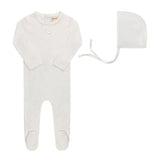 Ely’s & Co Pointelle Heart - Ivory - Footie + Bonnet