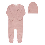 Ely’s & Co Metallic Stripe Collection - Pink - Footie + Beanie