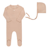 Ely’s & Co Pointelle Heart - Pink - Footie + Bonnet