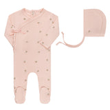 Ely’s & Co Embroidered Collection - Pink Tulip - Footie + Bonnet
