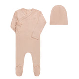 Ely’s & Co Organic Amore Pointelle Collection - Pink/Rose Gold - Footie + Beanie