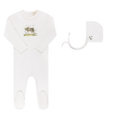 Ely’s & Co Watercolor Cradle Collection - Ivory Girl - Footie + Bonnet
